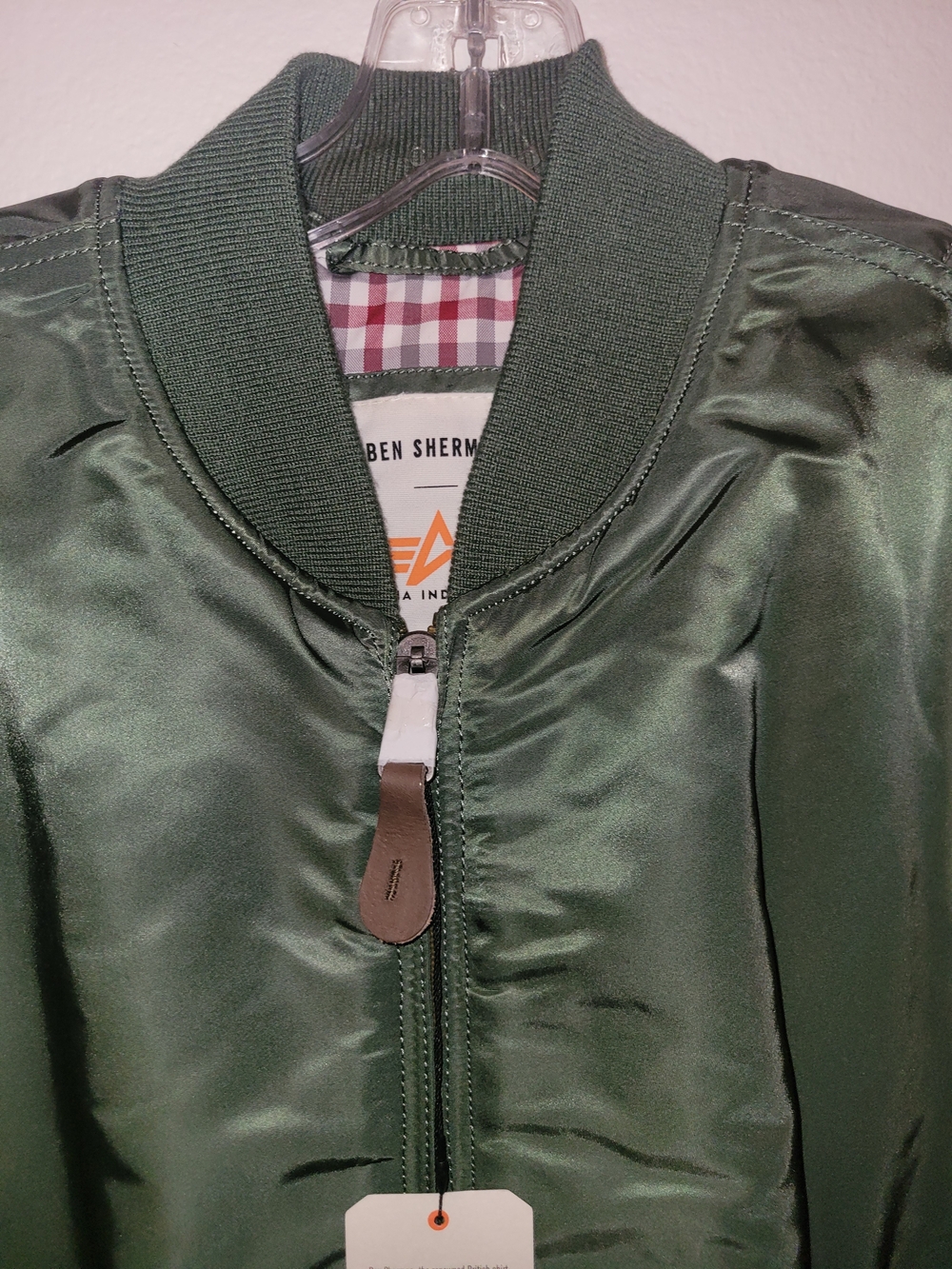 Ben Sherman Men's Olive Satin Bomber Jacket